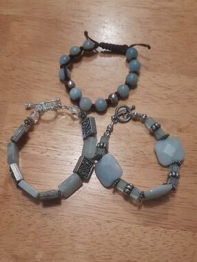 Light Blue Stone & Silver Accent Women's Bracelet Set